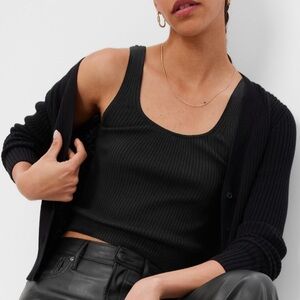 GAP Skinny Rib Cardigan, True Black